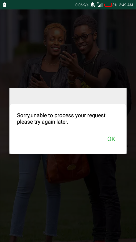 Safaricom app error