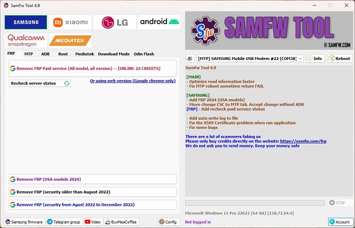 Latest Samfw Tool Setup