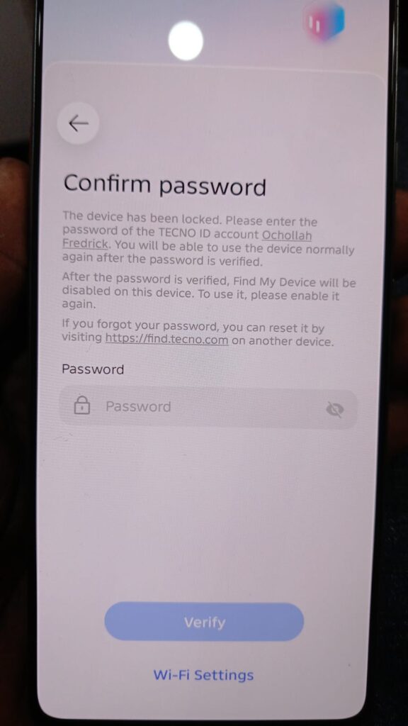Tecno ID Password