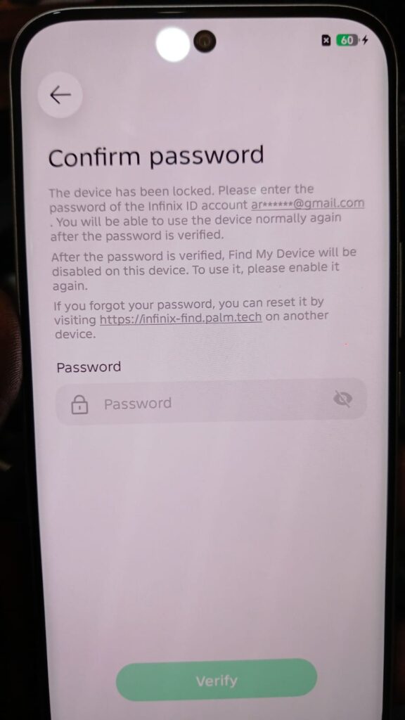 INFINIX ID password